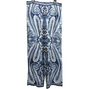 Philosophy Republic Wide Leg Palazzo Pants Size L Blue Abstract Paisley Side Zip
